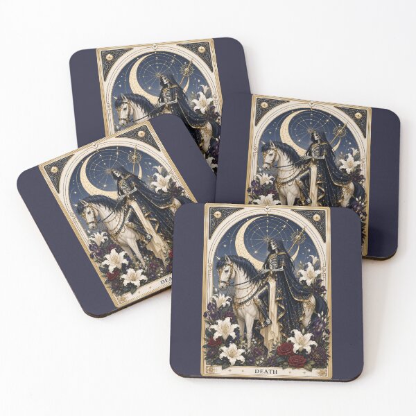 Item preview, Death Tarot Card Gothic Skeleton Horse Occult Art designed and sold by MythicMood.