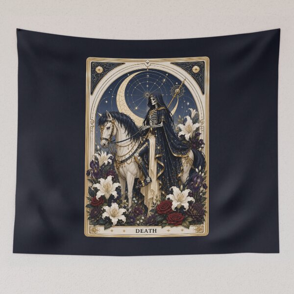 Item preview, Death Tarot Card Gothic Skeleton Horse Occult Art designed and sold by MythicMood.
