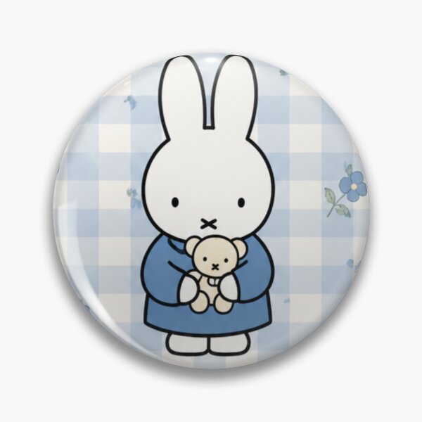 Item preview, Teddy Bear / Gingham Background Blue themed Miffy Inspired designed and sold by Cozy Moss Studio.