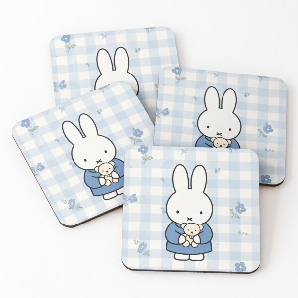 Item preview, Teddy Bear / Gingham Background Blue themed Miffy Inspired designed and sold by Cozy Moss Studio.