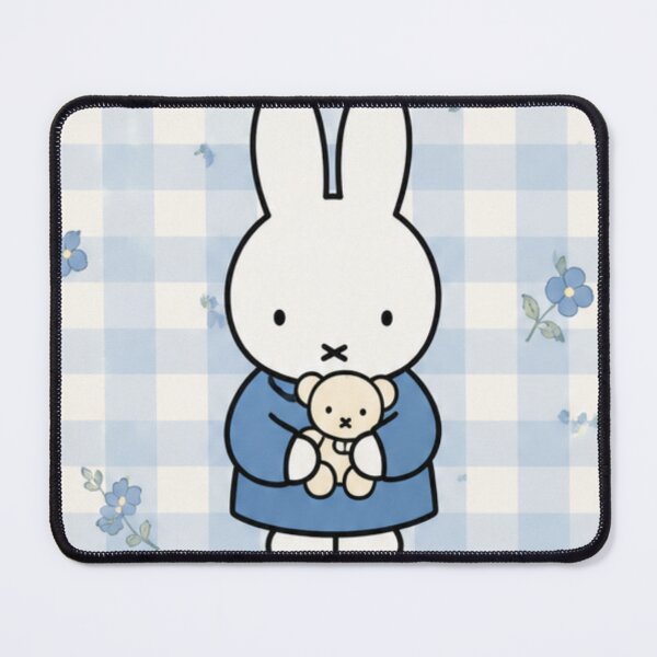 Item preview, Teddy Bear / Gingham Background Blue themed Miffy Inspired designed and sold by Cozy Moss Studio.