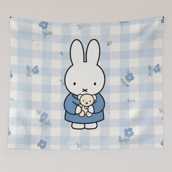 Item preview, Teddy Bear / Gingham Background Blue themed Miffy Inspired designed and sold by Cozy Moss Studio.