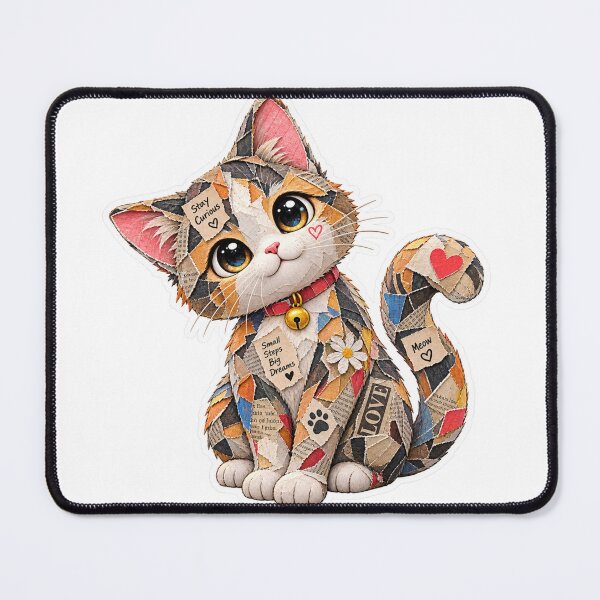 Item preview, Cute Paper Collage Cat Small Steps Big Dreams Sticker designed and sold by Genzfirevibes.