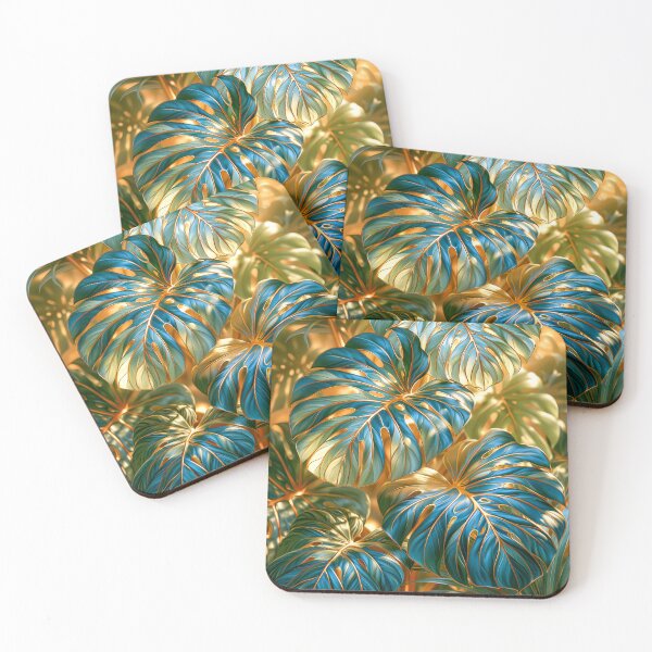 Item preview, Blue Monstera Leaves Art  designed and sold by MargaretWiktor.