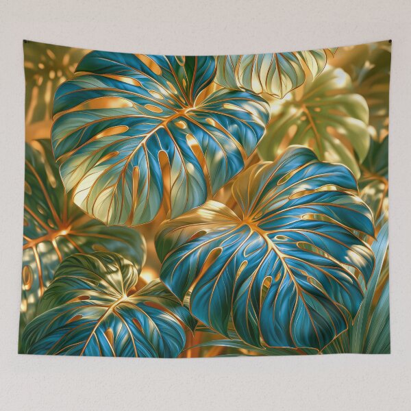 Item preview, Blue Monstera Leaves Art  designed and sold by MargaretWiktor.