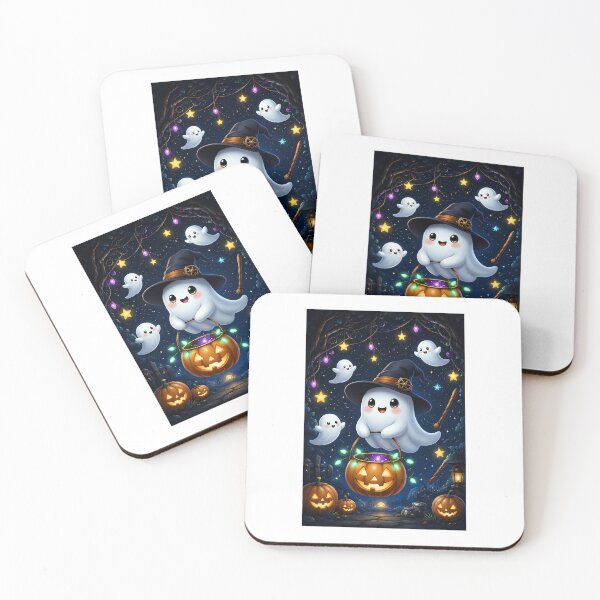 Item preview, Cute Witch Ghost Halloween Night Illustration designed and sold by CreativeKrish07.