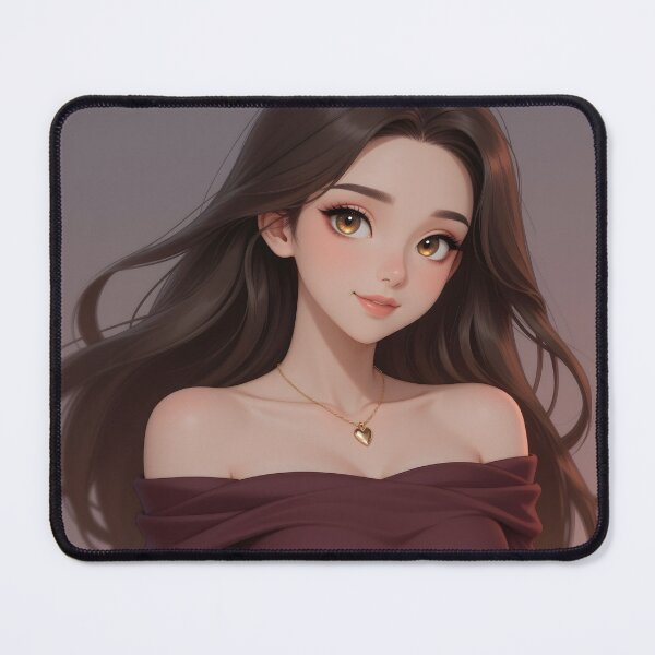 Item preview, Beautiful Brunette Woman in Burgundy Off-Shoulder Dress designed and sold by Killington.