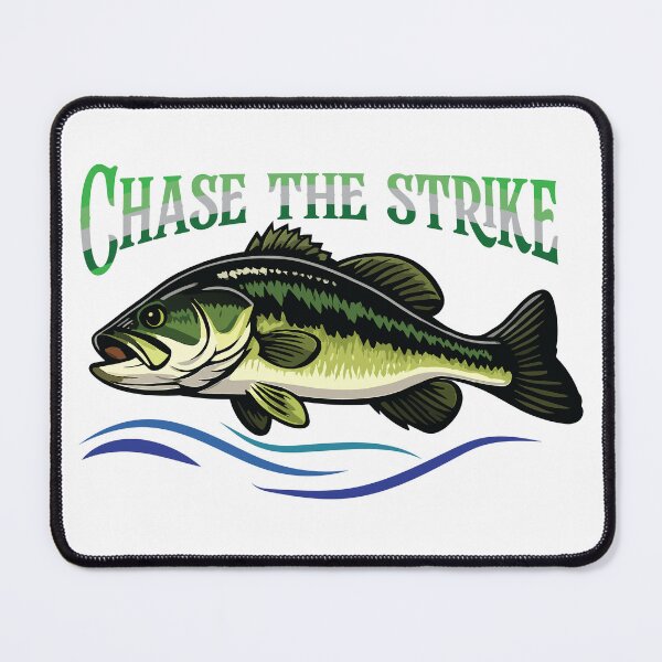 Item preview, Bass fishing Illustration in logo style with custom text "Chase The Strike". designed and sold by Art-Horizon.