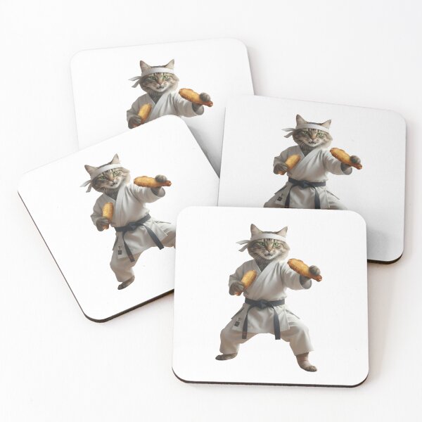 Item preview, Chicken Wing Slinging Karate Cat designed and sold by JosieChicknWang.