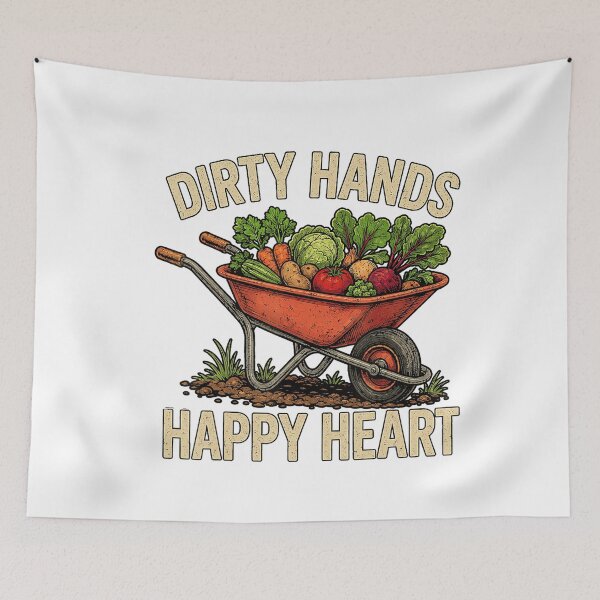 Item preview, Dirty Hands Happy Heart Vegetable Gardening Wheelbarrow designed and sold by NoeValdric.