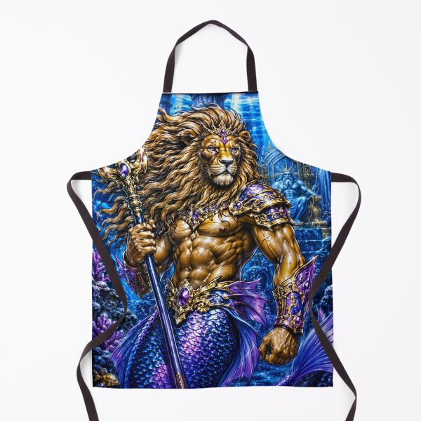 Item preview, Lion Merman – Neptune’s Ocean Guardian | 90s Airbrush Fantasy designed and sold by Kilian Luc.