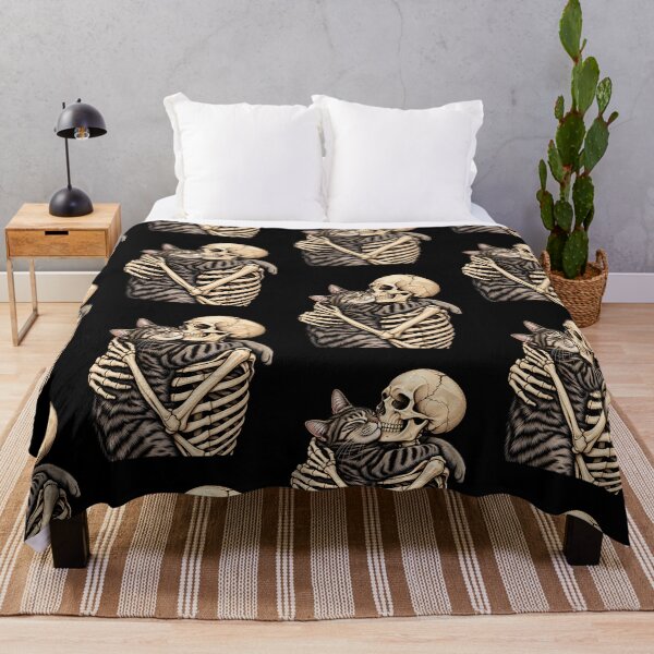 Item preview, Cat and Skeleton Owner Hugging Cute Spooky Halloween Cat Lover Design designed and sold by flowerpower999.