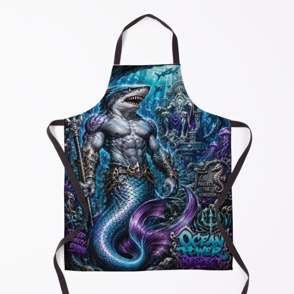 Item preview, Shark Merman – Neptune’s Ocean Guardian | 90s Airbrush Fantasy designed and sold by Kilian Luc.