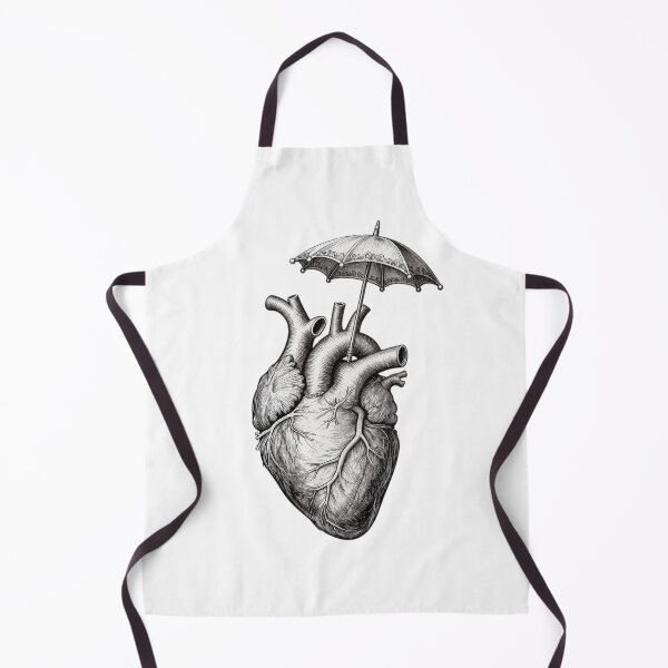 Item preview, Gothic Anatomical Heart Holding Umbrella Vintage Pencil Drawing designed and sold by OksArtStudio.