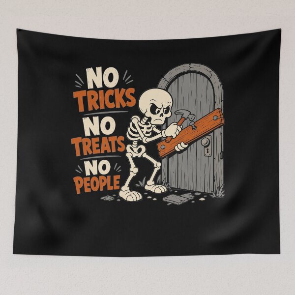 Item preview, No Tricks No Treats No People Funny Skeleton Halloween Introvert Humor Anti Social designed and sold by clothesy7.