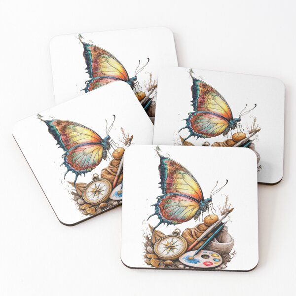Item preview, Artistic Butterfly with Compass and Paintbrushes designed and sold by Skully-Studio.