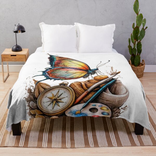 Item preview, Artistic Butterfly with Compass and Paintbrushes designed and sold by Skully-Studio.
