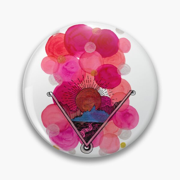 Item preview, Beyond the Horizon | Pink Geometric Watercolour Landscape designed and sold by ArithraStudio.
