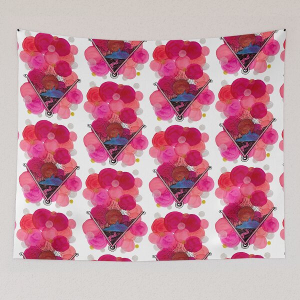 Item preview, Beyond the Horizon | Pink Geometric Watercolour Landscape designed and sold by ArithraStudio.