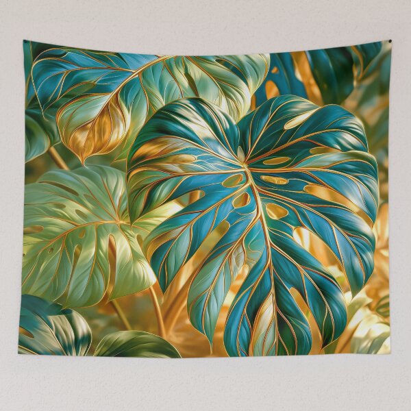 Item preview, Monstera Leaves in Blue and Green designed and sold by MargaretWiktor.