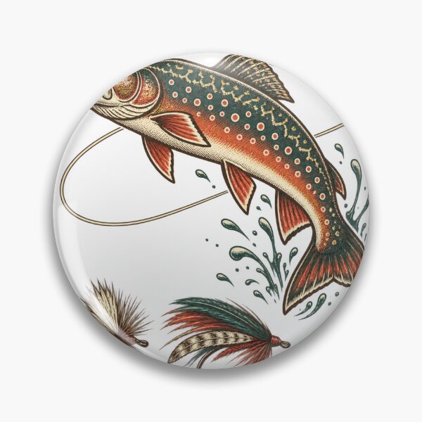 Item preview, Leaping Brook Trout with Classic Fishing Flies designed and sold by eignvalue.