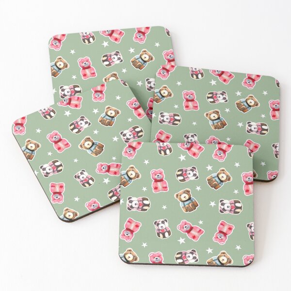Item preview, Cute teddy panda pattern with sage green background designed and sold by TurquoiseChicken.