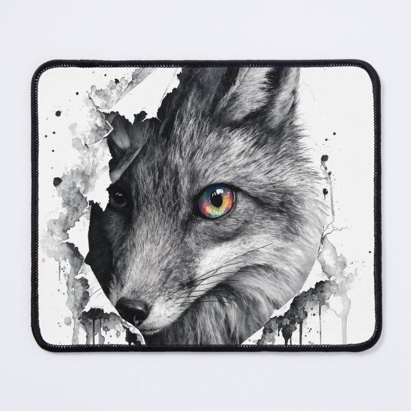 Item preview, Fox Ink Portrait with Rainbow Eye designed and sold by digital.stickerperso.com.