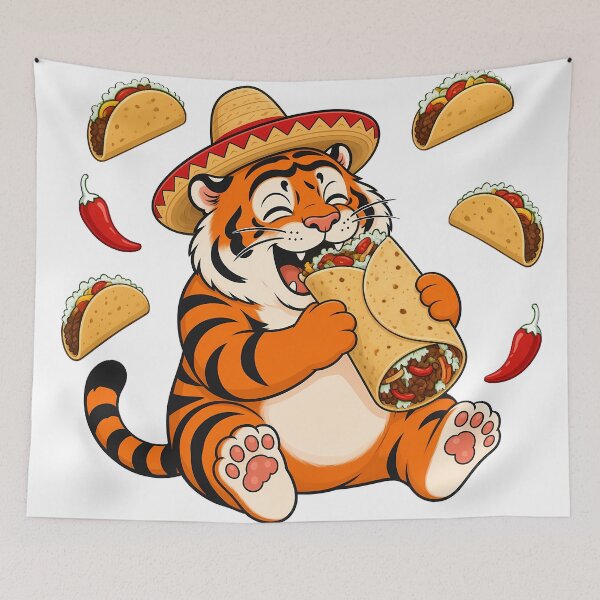Item preview, Chubby Tiger Cinco De Mayo Burrito Tacos designed and sold by aigcx.