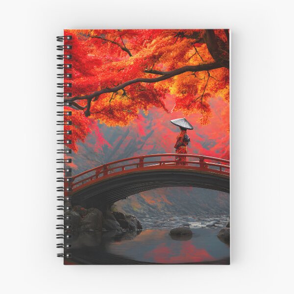 Item preview, Serene Autumn Landscape with Red Maple Leaves designed and sold by Artessie.