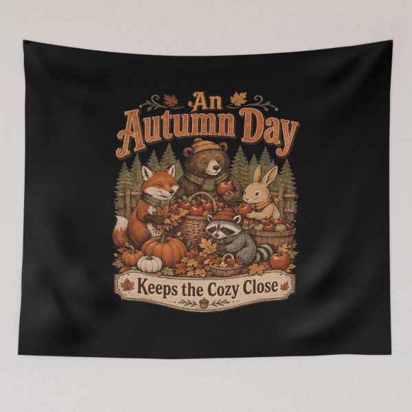 Item preview, An Autumn Day Shirt, Cute Woodland Animals Fall Graphic Tee, Cozy Pumpkin Fox Bear Rabbit Autumn Gift designed and sold by fimacurtuse.