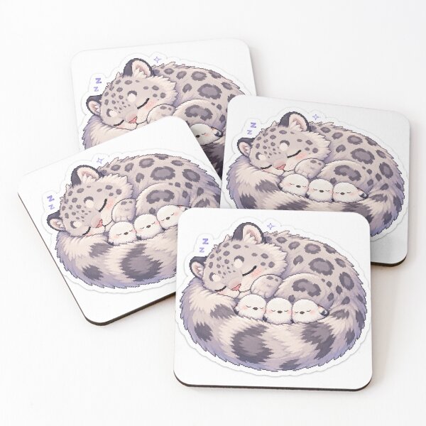 Item preview, Cozy Sleeping Snow Leopard and Shima Enaga Birds designed and sold by CozyPixel-J.