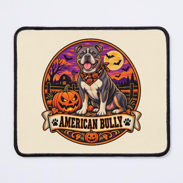 Item preview, American Bully Halloween Shirt – Retro Pumpkin Patch Dog Badge Design designed and sold by Globalcitytees.