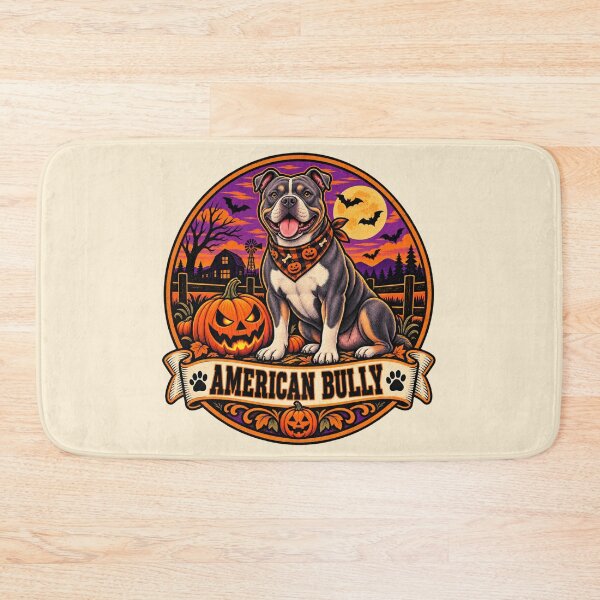 Item preview, American Bully Halloween Shirt – Retro Pumpkin Patch Dog Badge Design designed and sold by Globalcitytees.