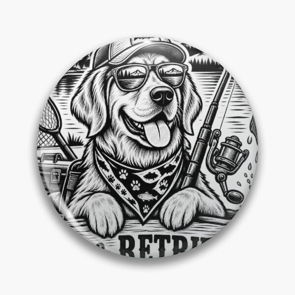 Item preview, Rod & Retriever – Vintage Fishing Dog Badge designed and sold by Rod & Retriever.