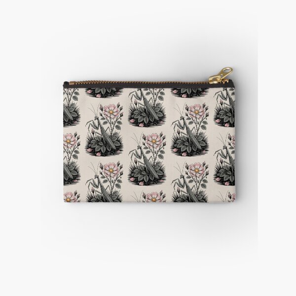 Item preview, Praying Mantis and Wild Rose Botanical Illustration designed and sold by NuvoraNest.
