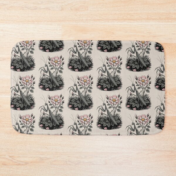 Item preview, Praying Mantis and Wild Rose Botanical Illustration designed and sold by NuvoraNest.