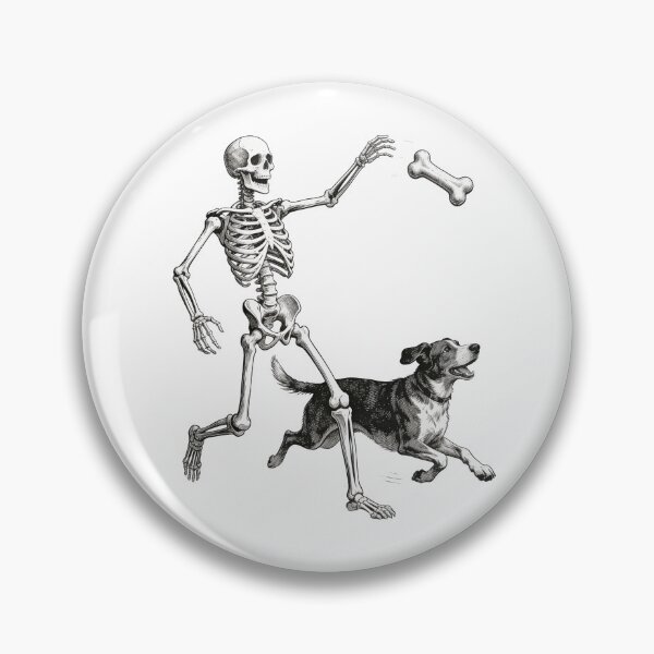 Item preview, Skeleton Playing with Dog Gothic Vintage Pencil Illustration designed and sold by OksArtStudio.