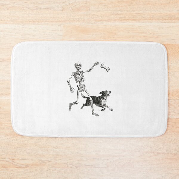 Item preview, Skeleton Playing with Dog Gothic Vintage Pencil Illustration designed and sold by OksArtStudio.