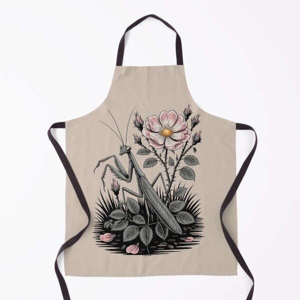Item preview, Praying Mantis and Wild Rose Botanical Illustration designed and sold by NuvoraNest.