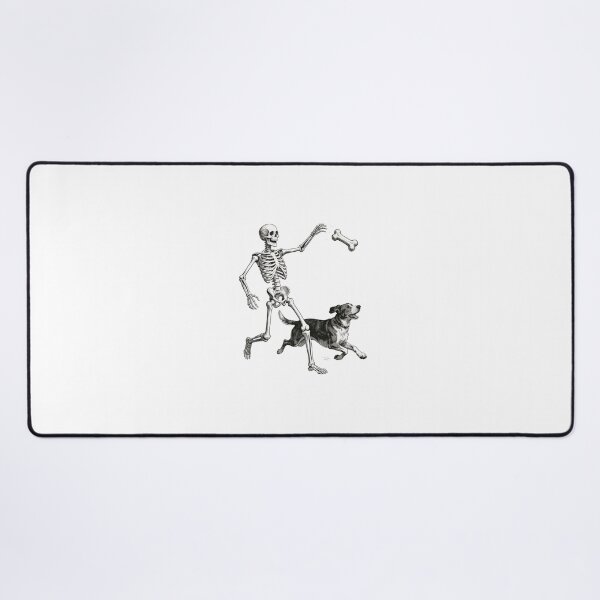 Item preview, Skeleton Playing with Dog Gothic Vintage Pencil Illustration designed and sold by OksArtStudio.