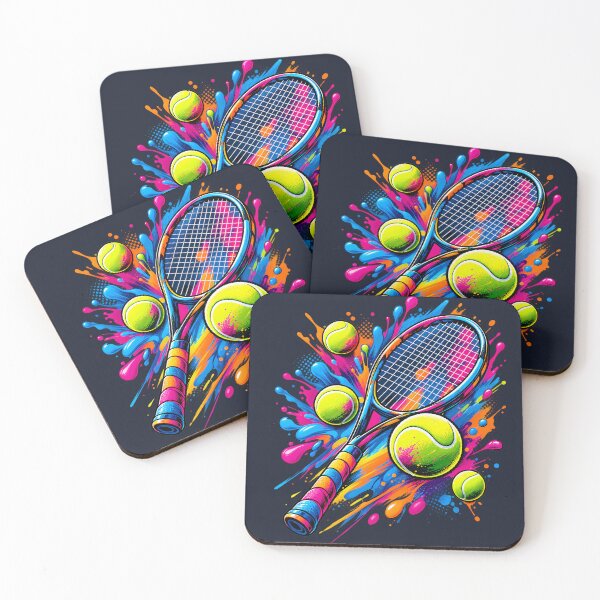 Item preview, Neon Tennis Racket and Ball Splash designed and sold by VectorVortex.