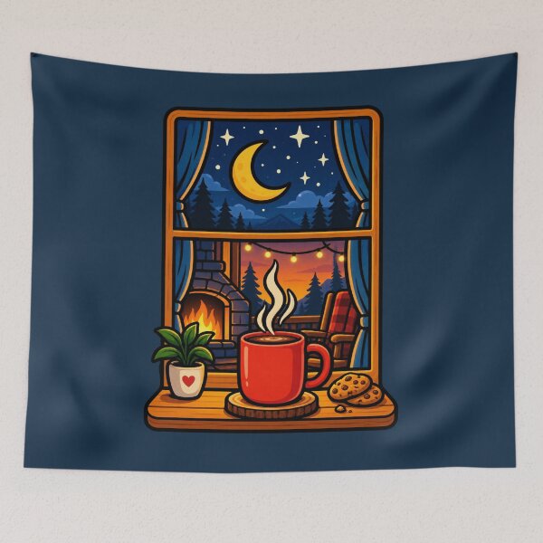 Item preview, Cozy Hot Cocoa Night – Cabin Winter Coffee & Comfort designed and sold by waikibi ⭐⭐⭐⭐⭐.