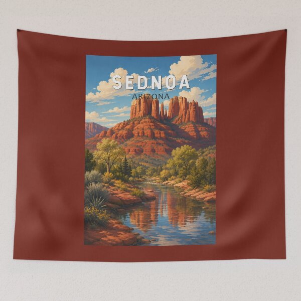 Item preview, Sedona Arizona Illustration Travel Art Vintage designed and sold by KrisSidDesigns.