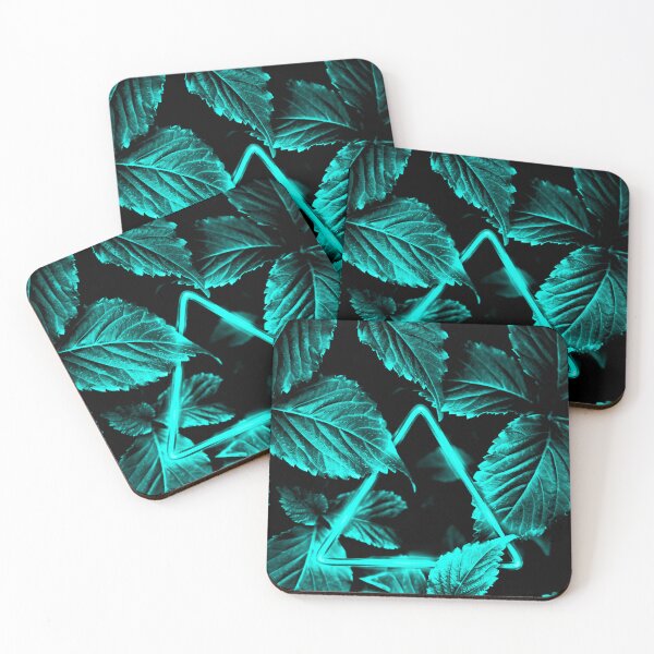 Item preview, Neon Cyan Triangle in Teal Leaves designed and sold by Exodoi.