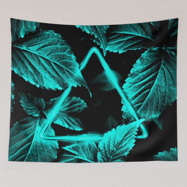 Item preview, Neon Cyan Triangle in Teal Leaves designed and sold by Exodoi.