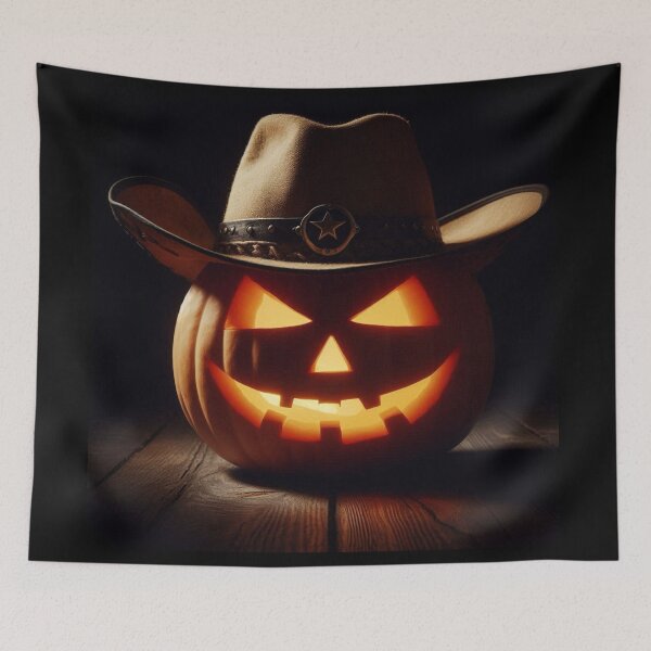 Item preview, Spooky Pumpkin – Cowboy hat Halloween Glow Art designed and sold by Rocket&Stars.