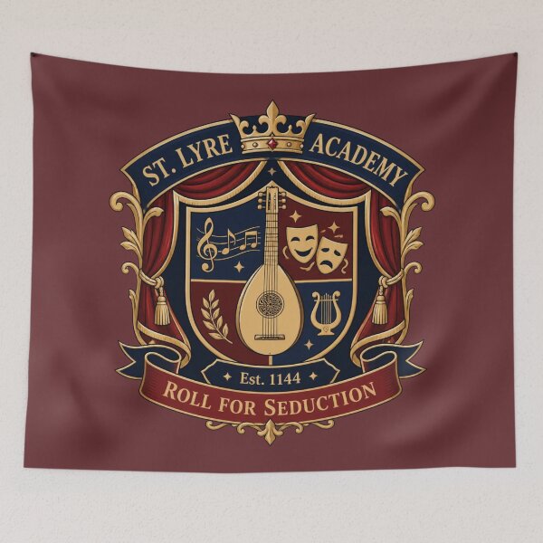 Item preview, St Lyre Royal Academy - Bard Dramatic Arts Varsity DND RPG Meme designed and sold by Dice_Goblin_Studio.