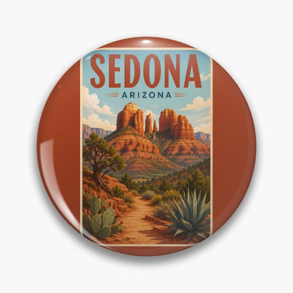 Item preview, Sedona Arizona Cathedral Rock Illustration Travel Art Vintage designed and sold by KrisSidDesigns.
