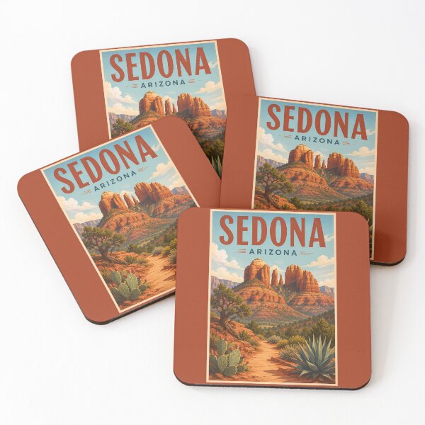 Item preview, Sedona Arizona Cathedral Rock Illustration Travel Art Vintage designed and sold by KrisSidDesigns.