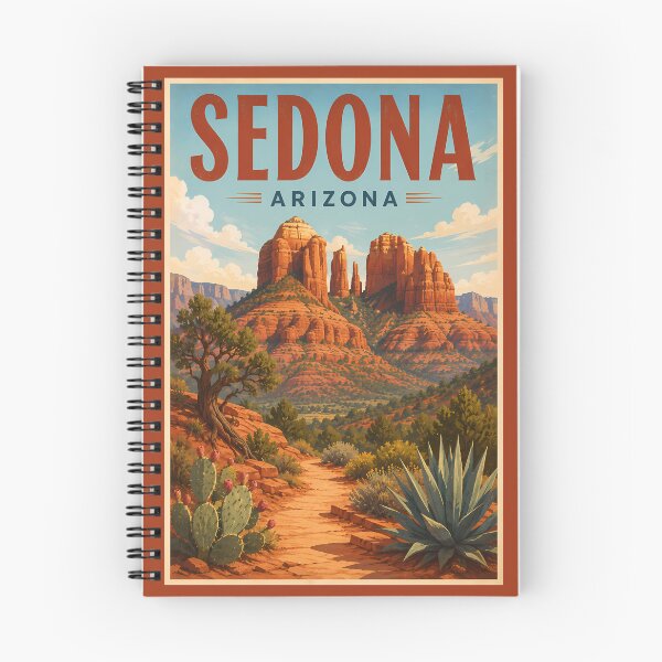 Item preview, Sedona Arizona Cathedral Rock Illustration Travel Art Vintage designed and sold by KrisSidDesigns.